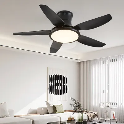 Produktbild von SX013-120 čierny stropný ventilátor s LED osvetlením s diaľkovým ovládaním farba svetla/jas nastaviteľný 6 rýchlostí, časovač 2 hodiny letný a zimný režim 54 W