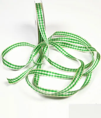 Produktbild von Karoband 10mm, 10 Meter, Farbe:creme / grün 100
