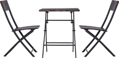 Produktbild von Polyrattan Bistroset für 2 Personen Sitzgruppe Rattan Gartenmöbel Set Garnitur Braun