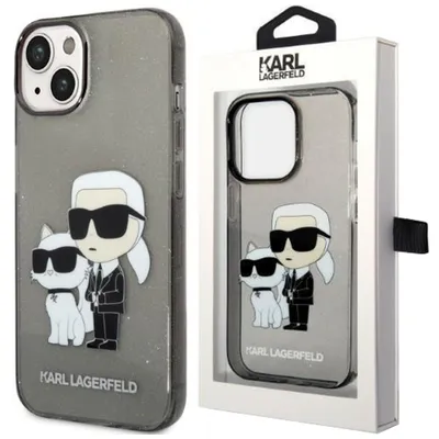 Produktbild von Karl Lagerfeld IML Glitter Karl and Choupette NFT Case für iPhone 14 Plus schwarz