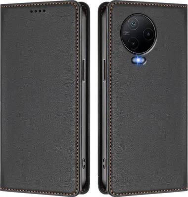 Produktbild von Handyhülle für Infinix Note 12 (2023)/Note 12 Pro 4G, Kunstleder Klapphülle Stoßfeste Magnetische Hülle mit Ständer Schwarz