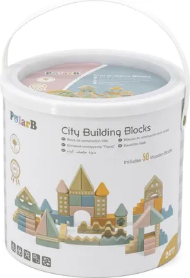Produktbild von Viga PolarB Hölzerne Stadtbausteine 50 Stück Montessori