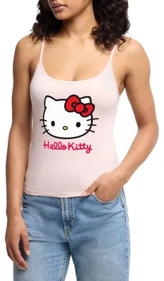 Produktbild von Spreadshirt Hello Kitty Klassisch Mit Schriftzug Frauen Premium Organic Top mit Spaghettiträgern, XL, Puderrosa