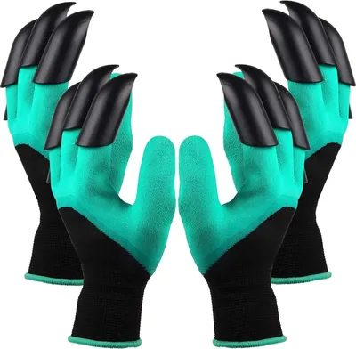 Produktbild von 2 Paar 23CM Genie Handschuhe mit Krallen Wasserdichte Gartenarbeitshandschuhe zum Graben und Pflanzen, beste Gartenarbeit Geschenke für Frauen und Männer