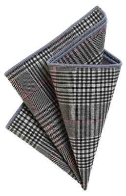Produktbild von DonDon Herren Einstecktuch Taschentuch 23 x 23 cm Baumwolle Tweed Look grau-schwarz kariert