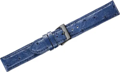 Produktbild von Herzog Echt Strauß > Uhrenarmband blau Leder Dornschließe > handgenäht, Stegbreite:14mm, Schließe:Schwarz
