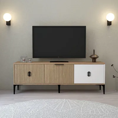 Produktbild von Skye Decor, TV Stand 100% Melaminbeschichtete Spanplatte, Eiche & Weiß, 150 cm
