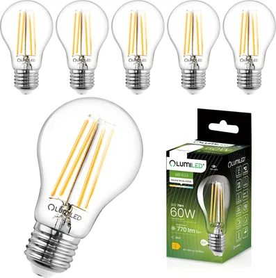 Produktbild von LUMILED A60 E27 LED Lampe 7W ersetzt 60W 806 lm Leuchtmittel 4000K Neutralweiß Birnen Lampen 260° 6er-Pack Filament