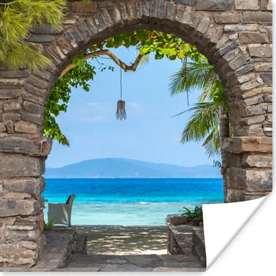 Produktbild von MuchoWow® Poster Strand - Meer - Tropisch - Sommer - Aussicht 75x75 cm - Wand Dekoration