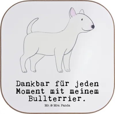 Produktbild von Mr. & Mrs. Panda Untersetzer für Gläser Bullterrier Moment - Weiß - Geschenk, Tassenuntersetzer, Coaster, Tasse, Tischuntersetzer, gläseruntersetzer