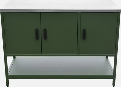 Immagine prodotto di Modulo cucina da esterno in acciaio 3 ante e 1 ripiano, 120cm, Verde