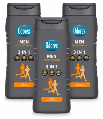 Produktbild von 3 x Odorex For Men Sport Refresh Duschgel - 300 ml - Vorteilspackung - 3 Stücke