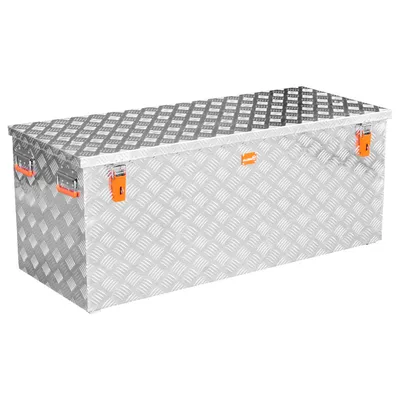 Produktbild von ALUBOX® Transportkiste – 312 L – Aluminium Riffelblech – mit Gasdruckdämpfer – mit M10 Gewindefüßen