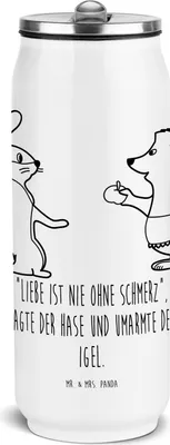 Produktbild von Mr. & Mrs. Panda Trinkflasche Hase Igel - Weiß - Geschenk, Lustige Sprüche, und, Edelstahlflasche, Thermoflasche, Liebe Spruch, Edelstahl, Trösten, Wasserflasche