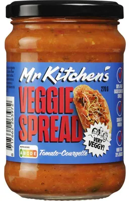 Zdjęcie produktu dla Mister Kitchen V-Spread Tomaat Courgette 270g – Wegański pasta z pomidorami i cukinią