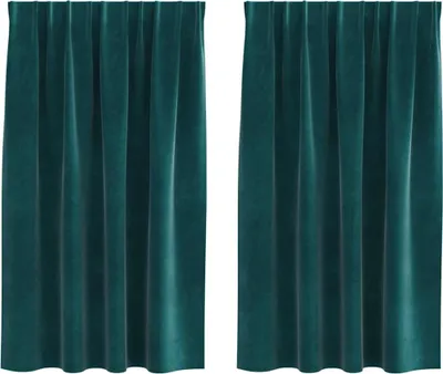 Image de vidaXL Rideaux occultants, 2 pièces, vert foncé, 140 x 140 cm, en velours