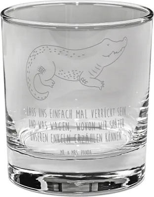 Produktbild von Mr. & Mrs. Panda Glas Krokodil - Transparent - Geschenk, Tumbler, Urlaub, Cocktailglas, Verrückt sein, für Gin, Freundin, Krokodile, Longdrinkglas, Beste, Lieblingsmensch