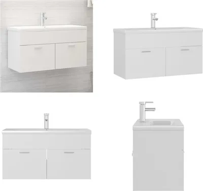 Produktbild von vidaXL Waschbeckenunterschrank mit Einbaubecken Weiß Holzwerkstoff - Waschbeckenunterschrank Mit Waschbecken - Waschbeckenunterschränke Mit Waschbecken - Waschbeckenunterschrank - Waschbeckenunterschränke