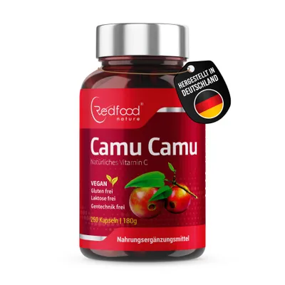 Zdjęcie produktu dla Redfood - Kapsułki Camu Camu - naturalna witamina C - 250 wegańskich kapsułek