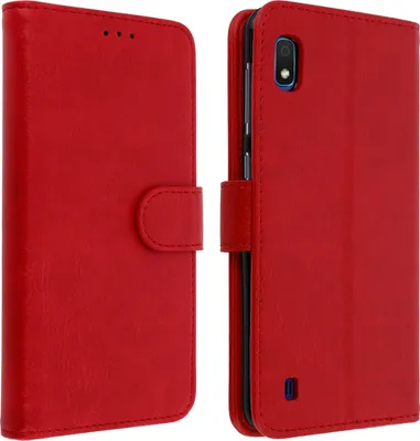 Image de Portefeuille Flip Cover, étui à rabat en similicuir pour Samsung Galaxy A10 - Rouge
