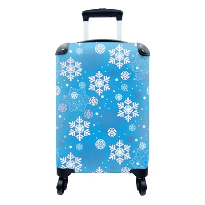 Produktbild von MuchoWow® Koffer Handgepäck Trolley Rollkoffer Kleine Reisekoffer mit 4 Rollen - Schneeflocke - Winter - Weihnachten - Muster - Cabin Size < 55x40x23 cm & 55x40x20 cm - Fotokoffer - Kabinenkoffer - Boardgepäck - Reise-Box - Reisekoffer - Reisegepäck - Koffer mit Bild - Trolley für Kinder