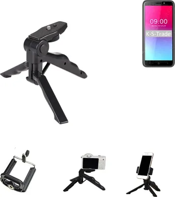 Produktbild von K-S-Trade Stativ Tisch-Ständer Dreibein Handy-Stativ Ständer kompatibel mit Doogee X50L Mini-Stativ Smartphone Tripod Handy-Stativ aus Plastik