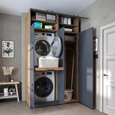 Immagine prodotto di Roomart DORA-I Mobile da appoggio per lavatrice, larghezza 130 cm, rovere antracite