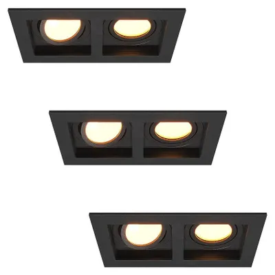 Image de HOFTRONIC - Lot de 3 Spots LED Encastrables Fresno 8W 2700K IP20 Noir
