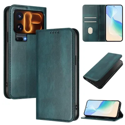 Obrázek produktu pro Pouzdro pro Xiaomi 18 Pro, vintage kožené pouzdro s RFID ochranou, přihrádkami na karty, stojánkem Zelený