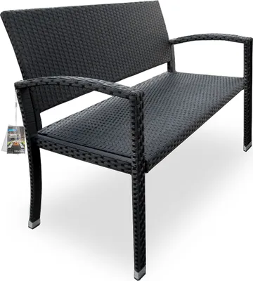 Produktbild von CASARIA® Gartenbank Wetterfest Polyrattan UV-beständig 320kg Belastbar Garten Terrasse Balkon Bank Balkonbank Gartenmöbel 122x58x87cm 2-Sitzer, Farbe:schwarz