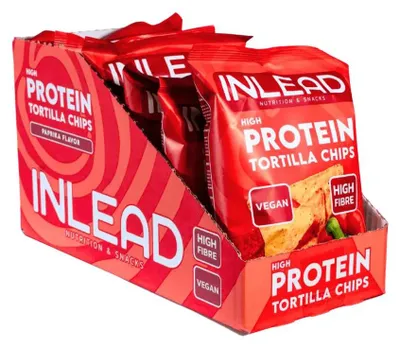Produktbild von Inlead High Protein Tortilla Chips (6x50g) Paprika - Funktionelle Lebensmittel - Eiweiß-Snacks
