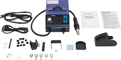 Produktbild von Rework Lötstation - 3-in-1 Heißluftfön & Lötkolben - LCD-Display - Für Elektronikreparatur - Blau