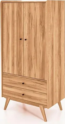 Produktbild von Kleiderschrank Jetro Kernbuche massiv 100x200 cm mit 2 Türen und 2 Schubladen
