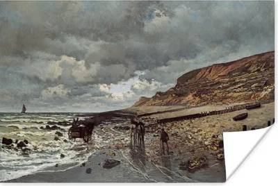 Produktbild von MuchoWow® Poster Kap der Hève bei Ebbe - Gemälde von Claude Monet 90x60 cm - Schlafzimmer