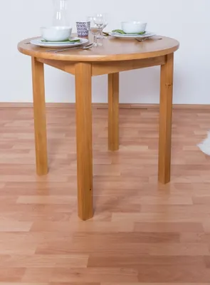 Produktbild von Tisch Kiefer massiv Vollholz Erlefarben Junco 234B (rund) - Durchmesser 80 cm