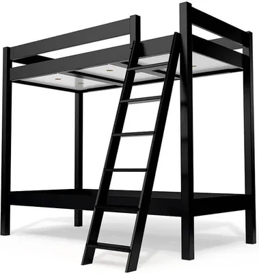Immagine prodotto di Letto a castello 2 posti 90x190 scala inclinata legno ABC - Nero