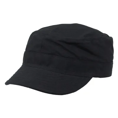 A black military-style cap on a white background.