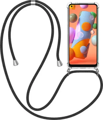 Zdjęcie produktu dla Etui na telefon komórkowy Samsung Galaxy A11 z łańcuszkiem i zderzakiem - odporna na wstrząsy obudowa z TPU z paskiem - Smartphonica
