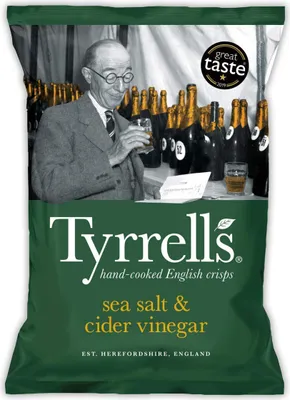 Obrázok produktu pre Tyrrells Ručne pripravované s morskou soľou a jablkovým octom, vegánske, vegetariánske, 40 g