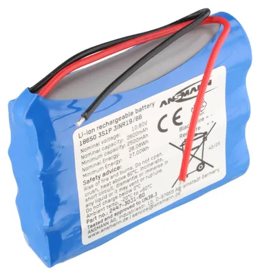 Obrázek produktu pro ANSMANN Li-Ion akumulátor s výstupním kabelem, 3S1P, 27,5 Wh, 10,8 V, 2600 mAh