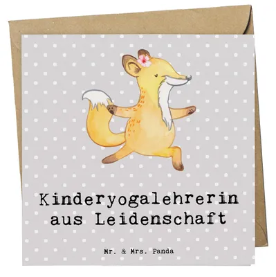 Produktbild von Mr. & Mrs. Panda Glückwunschkarte Kinderyogalehrerin Leidenschaft - Grau Pastell - Geschenk, doppelkarte, faltkarte, Grußkarte, anlasskarte, Klappkarte