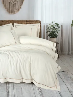 Obrázok produktu pre L'Essentiel Linge de Maison, súprava obliečok na dvojlôžko, pásiková - hnedá, 85 % BAVLNA / 15 % ľan, hnedá, 200 x 220 cm