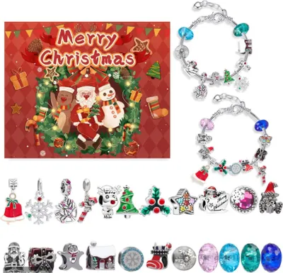 Obrázek produktu pro Adventní kalendář - Náramky s přívěsky - červený