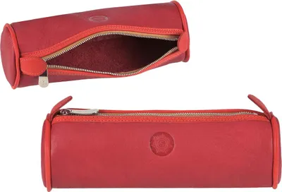 Produktbild von Sonnenleder Schlampermäppchen Leder 20x6x6cm Rolle "Lotta" rot orange