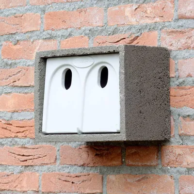 Produktbild von CJ Wildlife Nistkasten Sperling - Doppel-Vogelnistkasten zum Einmauern - Woodstone ( Holz) - Innenmaße 15 x 22,5 x 10,5 cm - für Haussperlinge