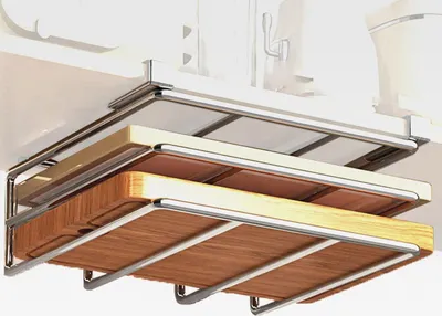 Produktbild von Schneidebretthalter unter dem, Eisen-Aufhängerahmen, Schrankeinsatzhalterung, Besteckschlitz, Aufbewahrung, Küche, Innenstrukturierung, Schneidebrett-Organizer für Utensilienaufbewahrung