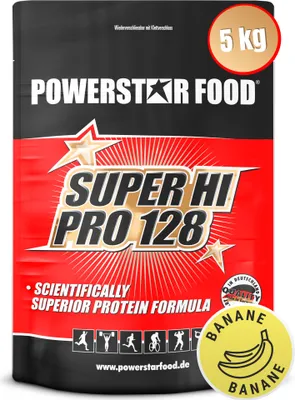 Produktbild von Powerstar SUPER HI PRO 128 | Mehrkomponenten Protein-Pulver 5kg | Höchste Biologische Wertigkeit | Protein-Shake zum Muskelaufbau | Banana