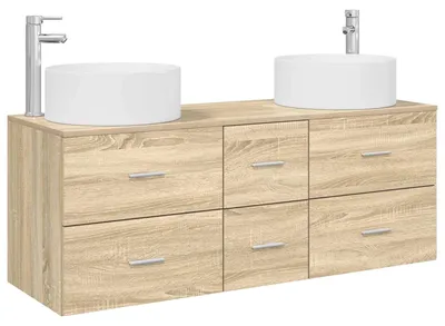 Productafbeelding van Badkameraccessoireset, 3 stuks, Sonoma-eikenhout, 49,5 x 44,5 x 65,5 cm