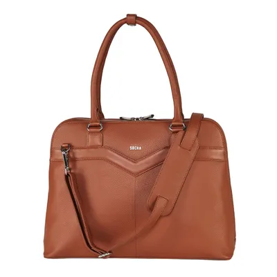 Produktbild von Socha Diamond Couture Cognac 15.6 Zoll Echtleder Laptoptasche - Braun