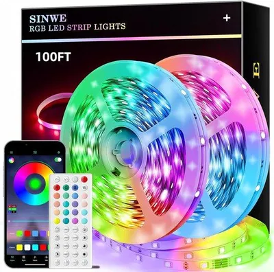 Obrázek produktu pro LED pásky s RGB barvami, inteligentní osvětlení, stmívatelné a synchronizovatelné s hudbou, 30 m, vícebarevné